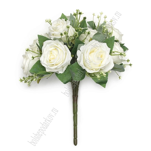 Букет декоративный 31 см &amp;quot;Розы&amp;quot; (SF-8126) кремовый