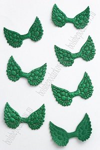 Патч с блестками 4,5*3 см &quot;Крылья&quot; (20 шт) SF-1899, зеленый