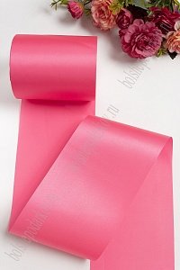 Лента атласная 10 см*25 ярд (SF-1371) ярко-розовый №014
