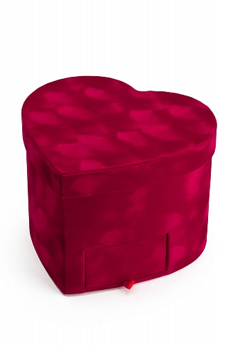 Коробка сердечко, бархатная 20*20*15 см (SF-7436) красный