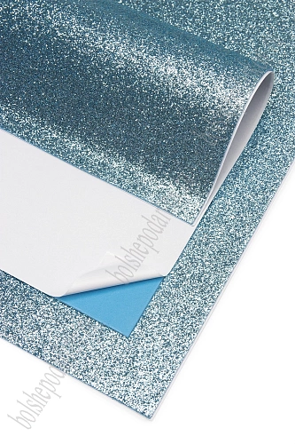 Фоамиран глиттерный самоклеющ. А4 (10 листов) SF-1957, голубой №2040