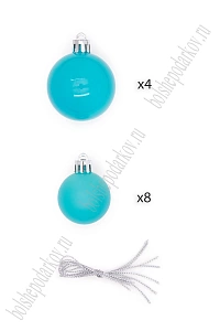 Набор новогодних шаров микс (12 шт) SF-8001, голубой №6
