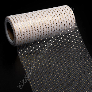 Фатин &quot;Горошек&quot; 15 см*25 ярд (SF-3778) белый/золото