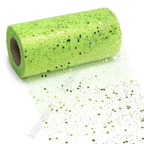 Фатин с пайетками 15 см*25 ярд (SF-605) лаймовый №29