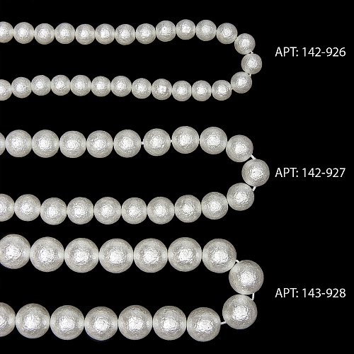 Бусины круглые на леске 8 мм (SF-8072) хлопковый жемчуг белый