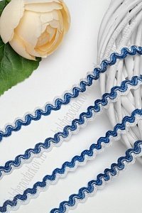 Тесьма двухцветная "Вьюнок" 0,9 см*25 ярд (ВР-340) бело-синий