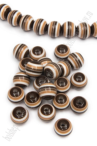 Бусины круглые 12 мм &amp;quot;Разноцветные полоски&amp;quot; (40 шт) SF-2245, №6