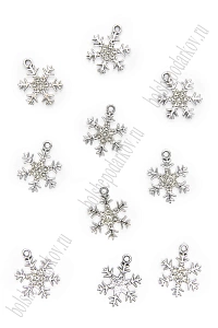 Подвеска металл &quot;Снежинка&quot; (10 шт) SF-7343, серебро
