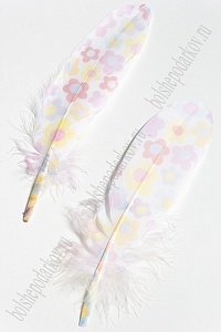 Перья декоративные 16*4,5 см (6 шт) &quot;Ромашки&quot; разноцветные