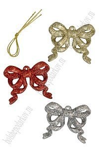 Новогодние украшения с блестками &quot;Бантик&quot; 6 см (3 шт) SF-3510