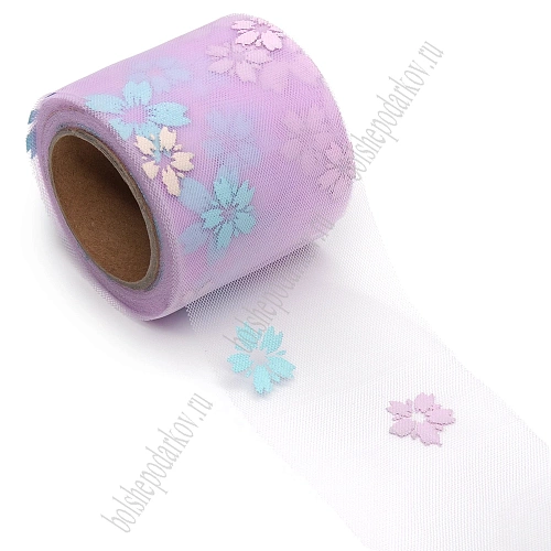 Фатин «Цветочки» 5,5 см*15 ярд (SF-6042) фиолетовый №6