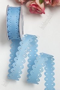 Лента репсовая с ажурными краями, 2 см (SF-3453) голубой №184