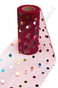 Фатин &quot;Разноцветный горох&quot; 15 см*25 ярд (SF-2951) бордовый