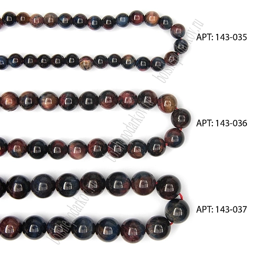 Бусины круглые на нитке 6 мм (SF-7590) тигровый глаз микс №1