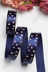 Лента атласная 2,5 см "Хлопок" Premium (SF-1304) темно-синий №101 Лента атласная 2,5 см "Хлопок" Premium (SF-1304) темно-синий №101