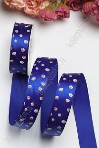 Лента атласная 2,5 см "Хлопок" Premium (SF-1304) синий №100 Лента атласная 2,5 см "Хлопок" Premium (SF-1304) синий №100