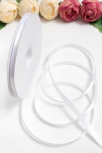 Лента атласная 1 см*100 ярд (SF-6019) белый №001 Лента атласная 1 см*100 ярд (SF-6019) белый №001