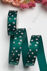 Лента атласная 2,5 см "Хлопок" Premium (SF-1304) темно-зеленый №132 Лента атласная 2,5 см "Хлопок" Premium (SF-1304) темно-зеленый №132