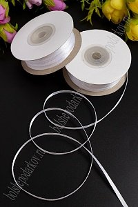 Лента атласная 0,3 см*90 ярд (SF-1363) белый №01 Лента атласная 0,3 см*90 ярд (SF-1363) белый №01