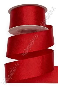 Лента атласная двусторонняя с люрексом 3,8 см*10 ярд (SF-7312) красный №250/золото Лента атласная двусторонняя с люрексом 3,8 см*10 ярд (SF-7312) красный №250/золото